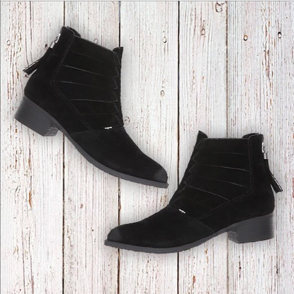 Distressed Woven Black Booties - Picture 8 of 8